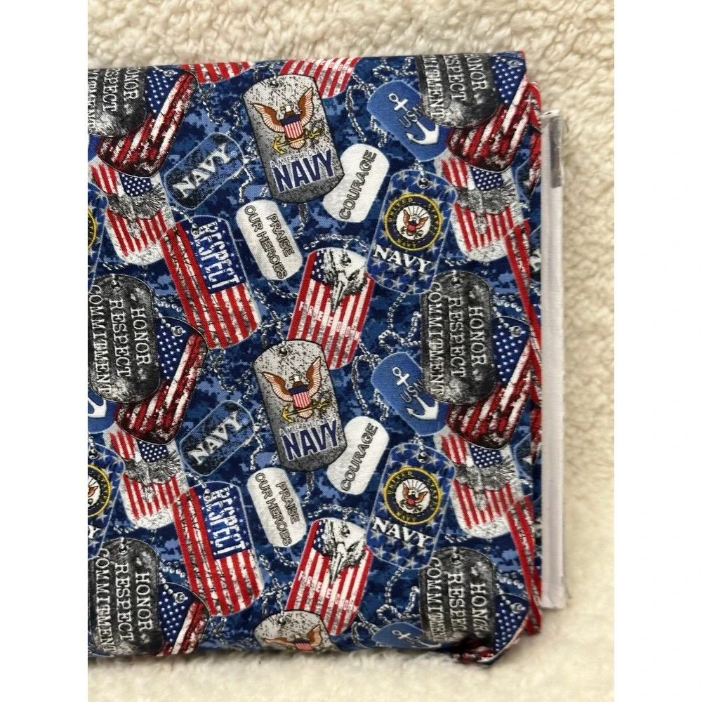 US Navy Fabric Sykel Enterprises Dog Tags Flags Blue Camo Cotton Pattern 1254
